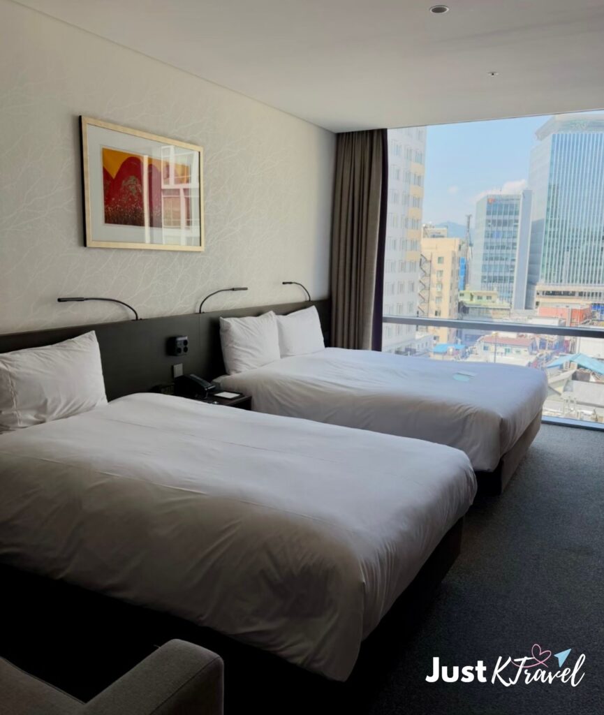 Clean modern hotel room for travelers visiting Korea