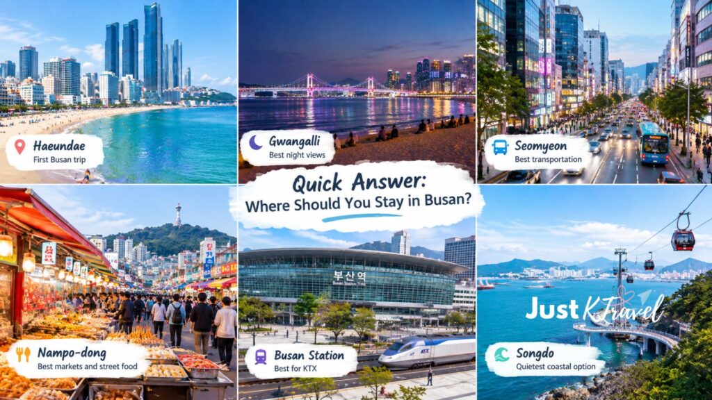 Busan city coastline and neighborhoods for choosing where to stay