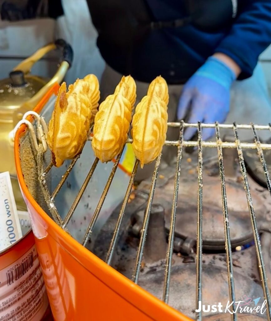 Bungeoppang Korean street food fish shaped pastry red bean filling