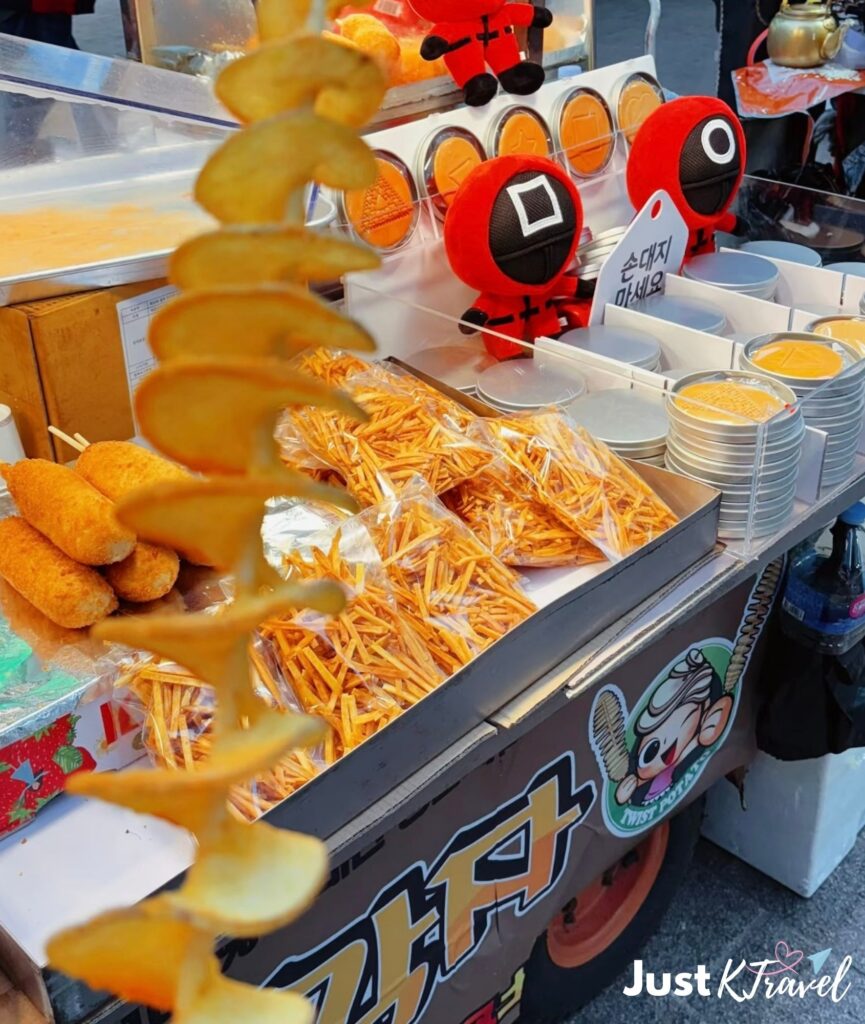Tornado potato Korean street food spiral fried potato snack