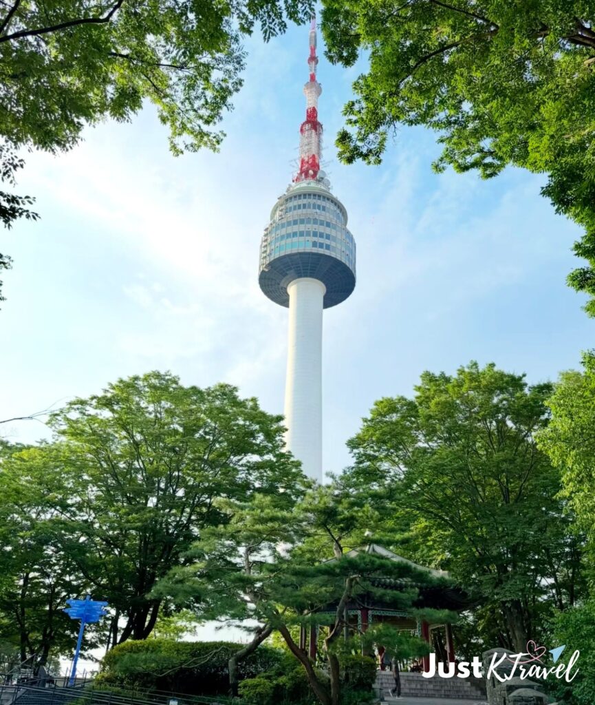 “N Seoul Tower view from Namsan Park greenery Seoul Korea”