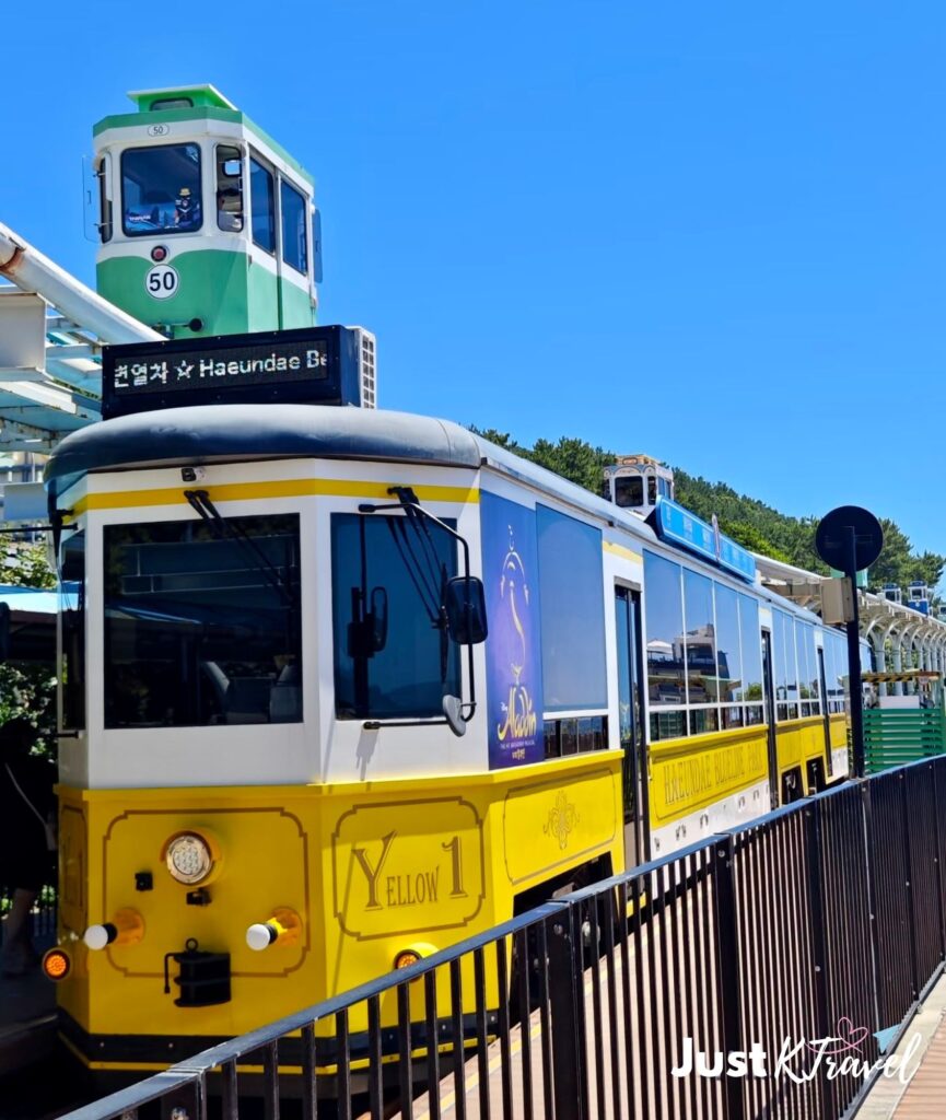 Haeundae Sky Capsule and Beach Train Busan coastal view South Korea