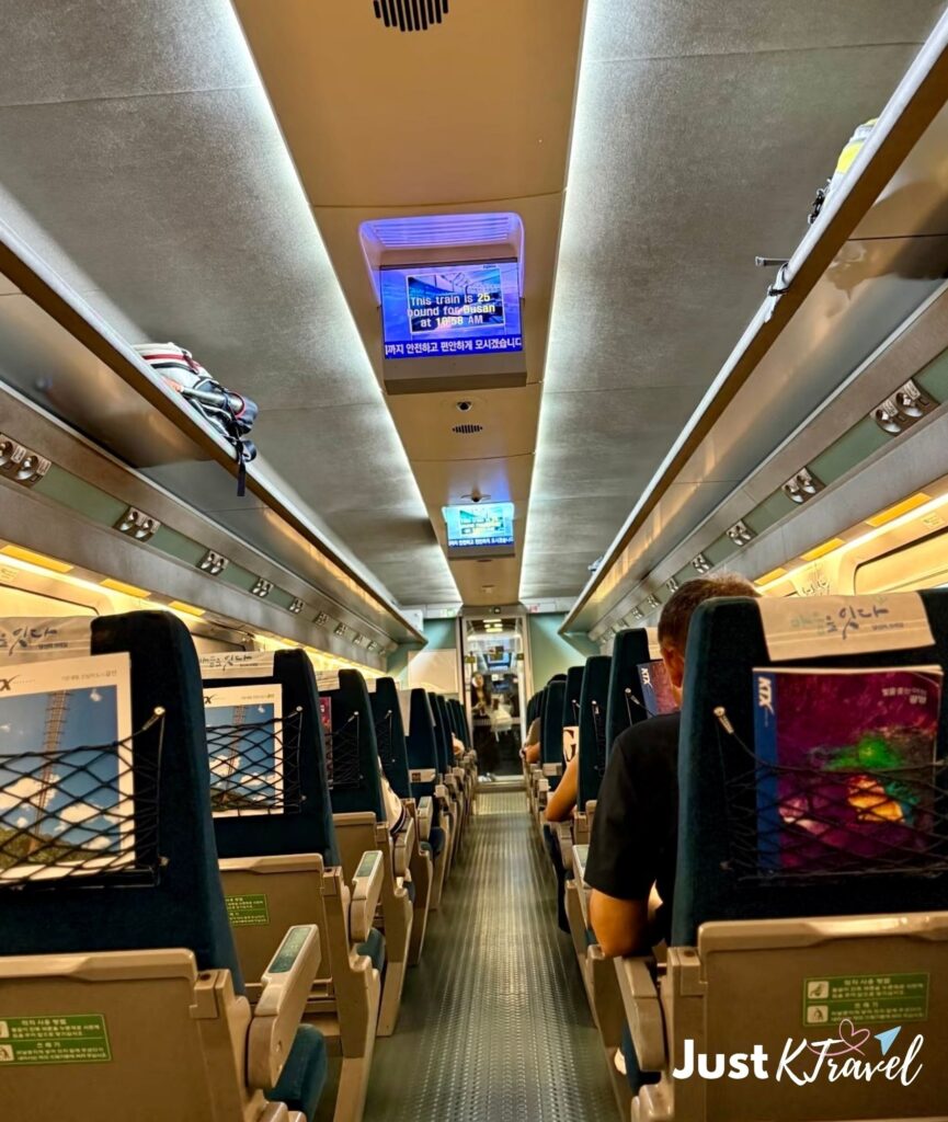 KTX high speed train from Seoul to Busan South Korea interior view