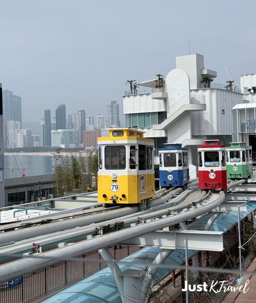 Haeundae Sky Capsule coastal train ride Busan South Korea