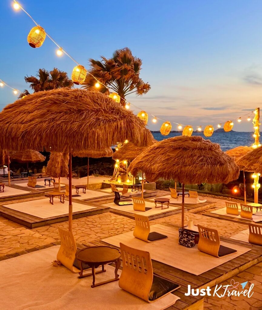 Ocean view sunset cafe in Aewol Jeju Island Korea