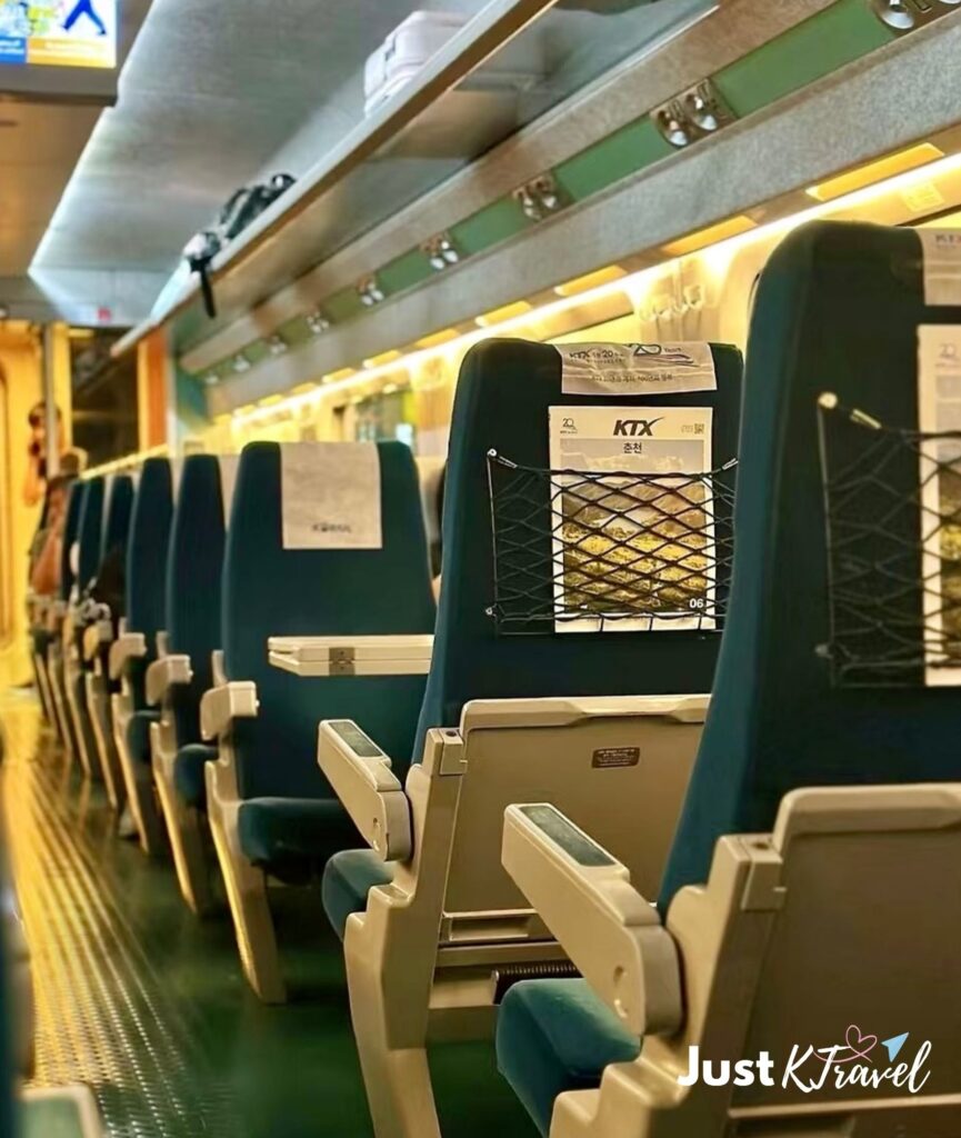 Inside KTX train from Seoul to Busan Korea