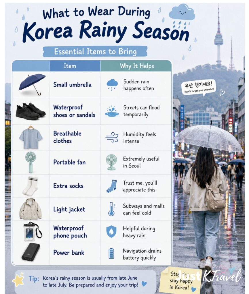 Essential items for Korea rainy season travel