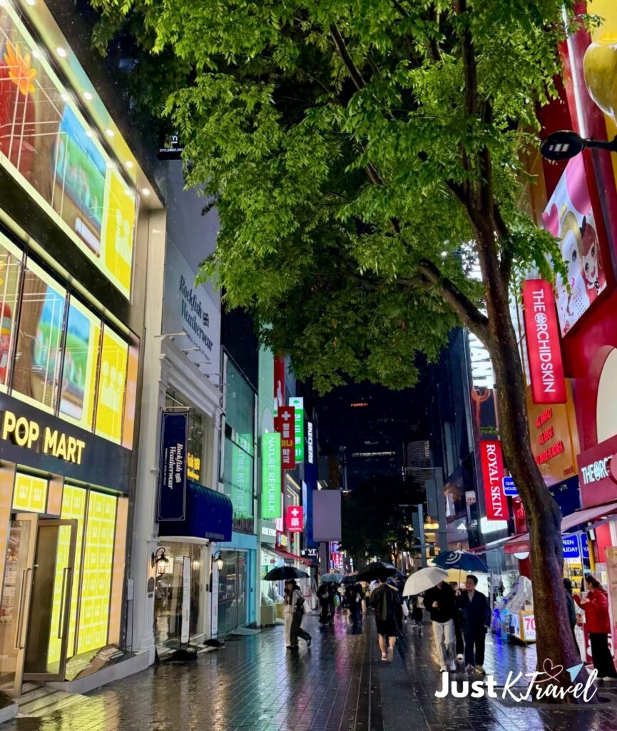 Rainy summer night in Seoul South Korea