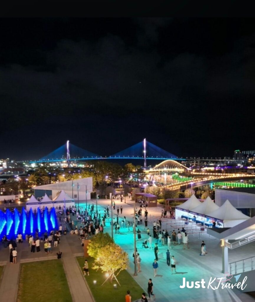 Night view during Busan Port Festival near Busan harbor waterfront