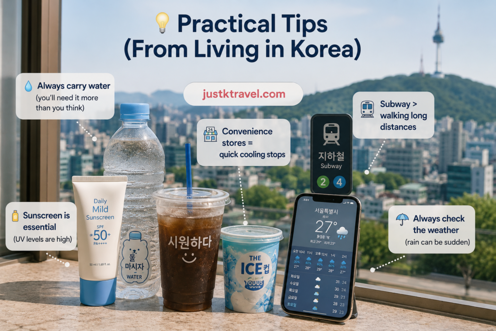 Practical summer tips from living in Korea—small things like staying hydrated, using the subway, and taking quick breaks in convenience stores make a big difference.