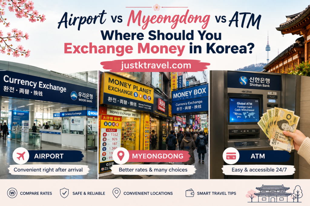 Airport vs Myeongdong vs ATM comparison for exchanging money in South Korea