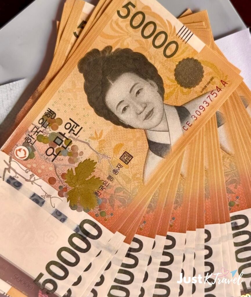 Korean 50000 Won banknote used in South Korea