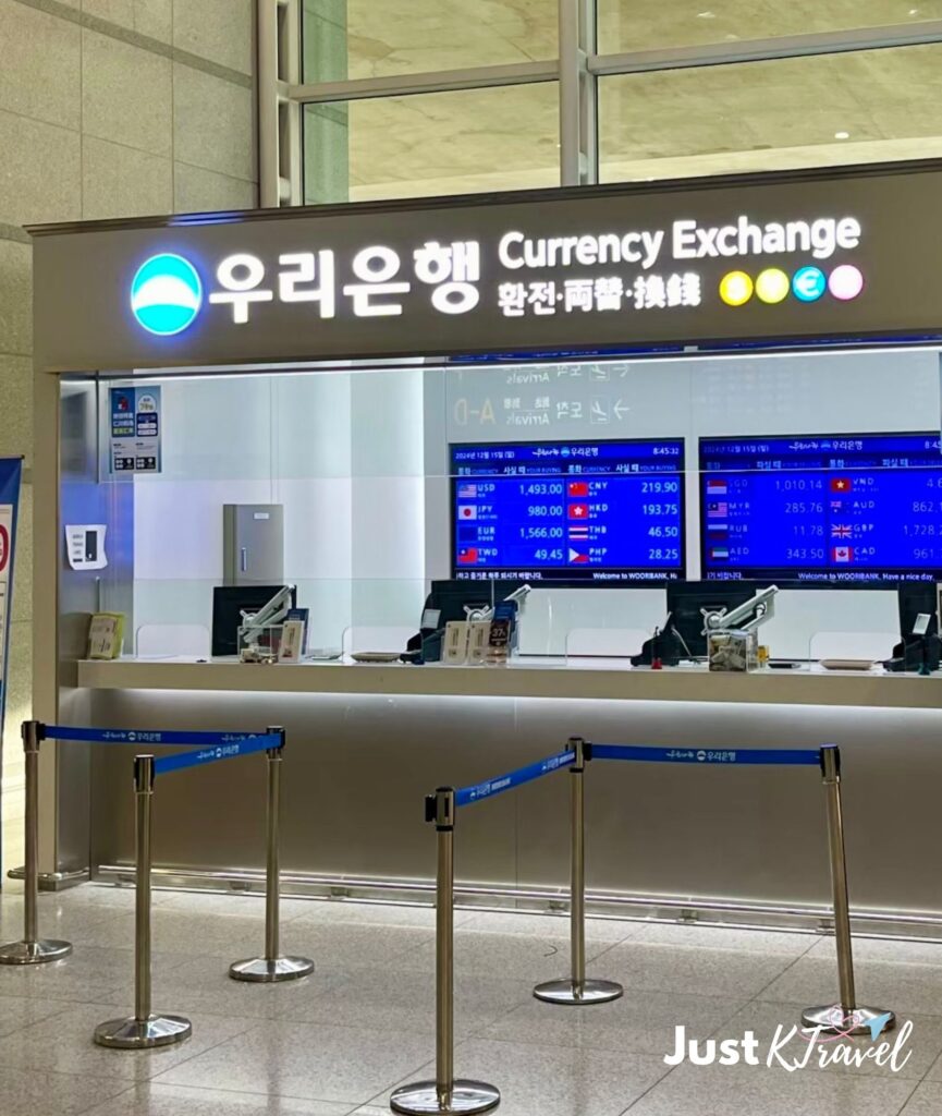 Woori Bank currency exchange counter at Incheon Airport