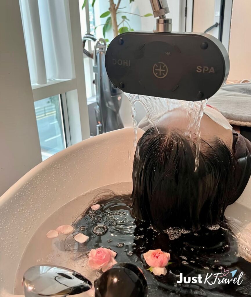 Korean head spa treatment with scalp massage and deep cleansing