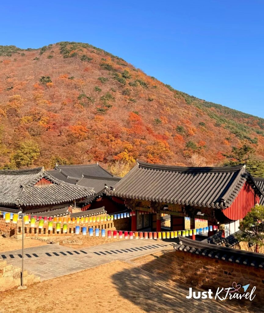 Traditional architecture and autumn foliage at Beomeosa Temple in Busan Korea