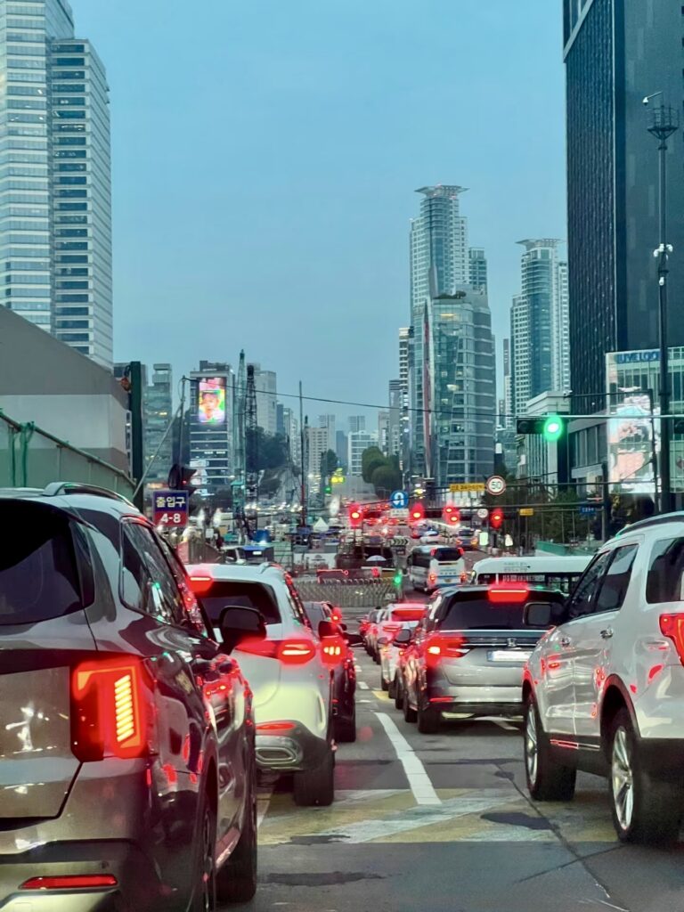 Heavy traffic on Korean highway during holiday travel period