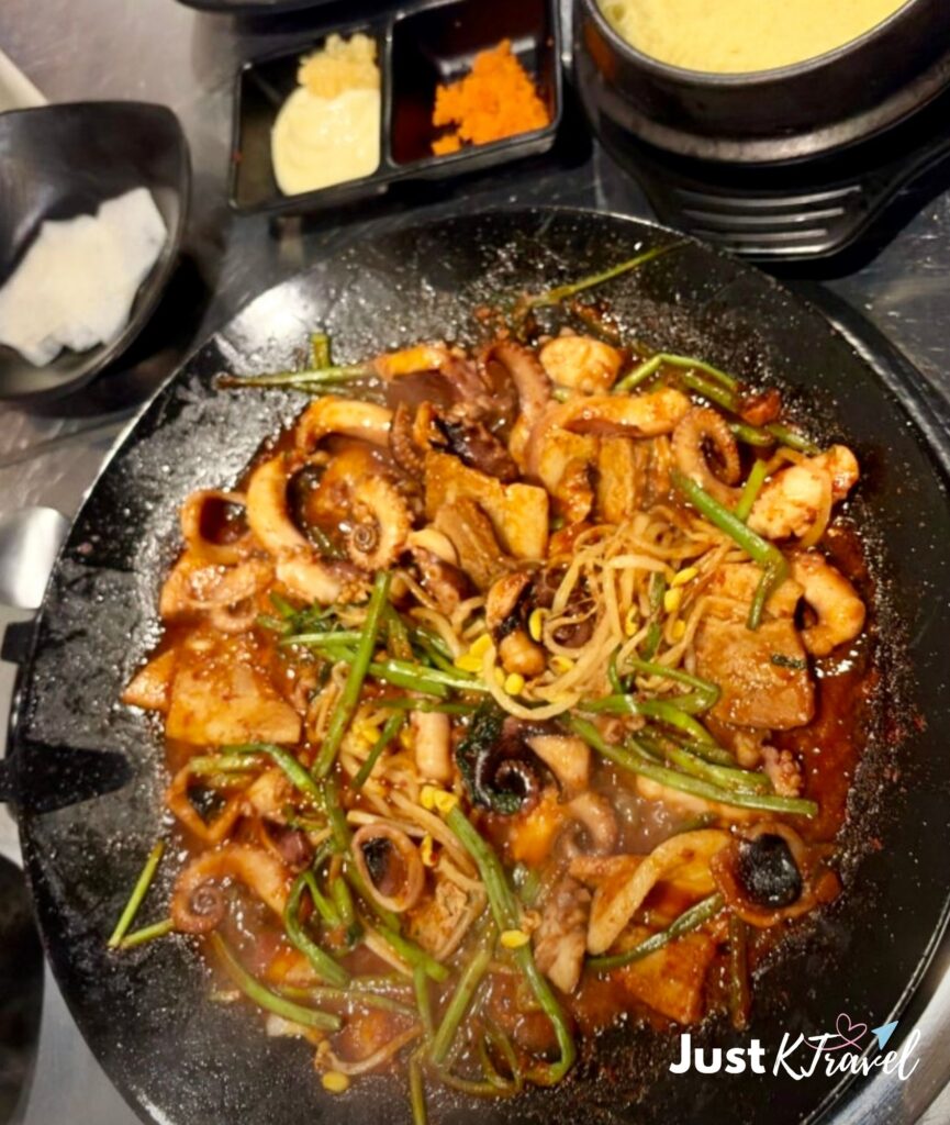 Spicy stir-fried baby octopus in Hongdae