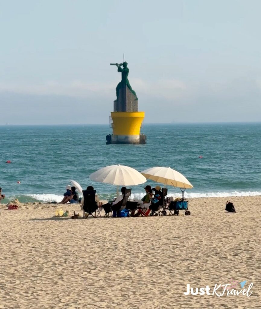 Haeundae Beach in Busan with ocean views and the city skyline