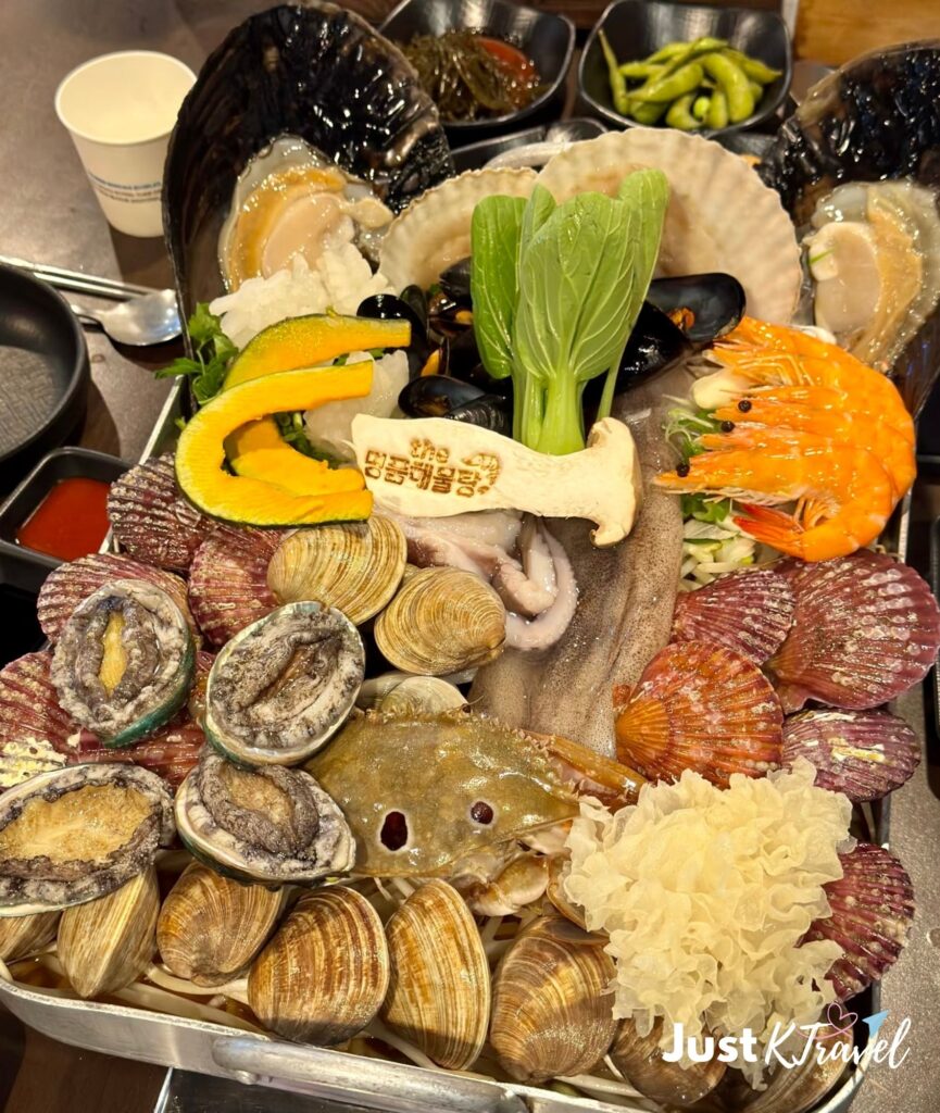 Seafood hot pot with crab shrimp and shellfish at The Myeongpum Haemultang