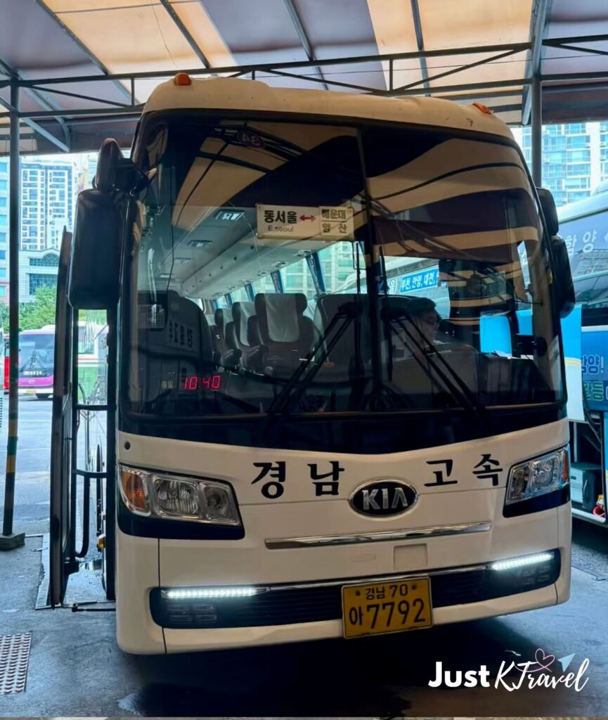 Express bus traveling between cities in South Korea during the Chuseok holiday