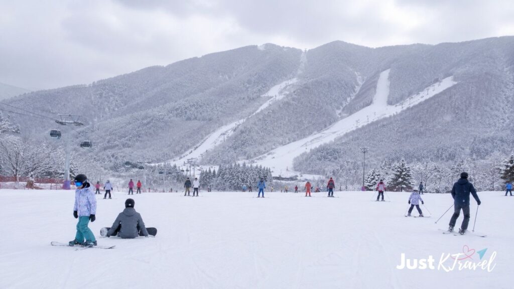 Snowy Korean winter destinations including mountains, ski resorts and ice festivals
