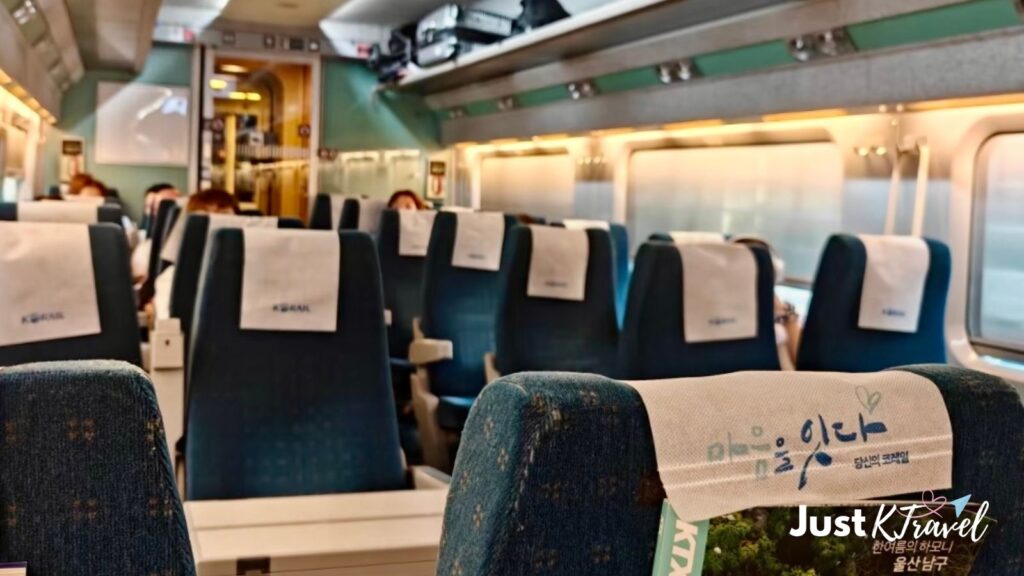 Interior of a KTX high-speed train in South Korea