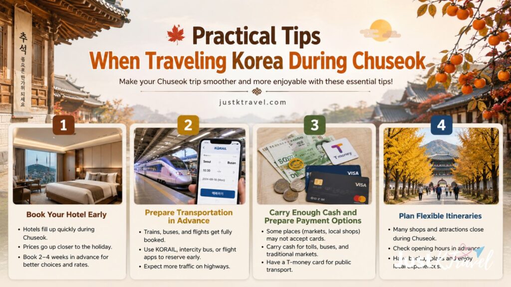 Traveler planning a Korea trip during Chuseok with smartphone map and travel essentials