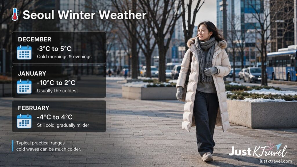 Seoul winter weather and temperatures from December to February