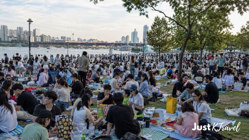 Yeouido Hangang Park along the Han River during the day