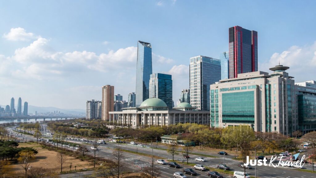 Yeouido Seoul skyline and Han River near the Seoul Fireworks Festival