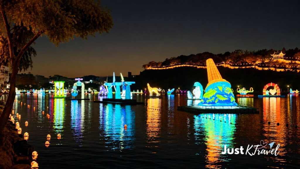 Jinju Namgang Yudeung Festival lanterns at night