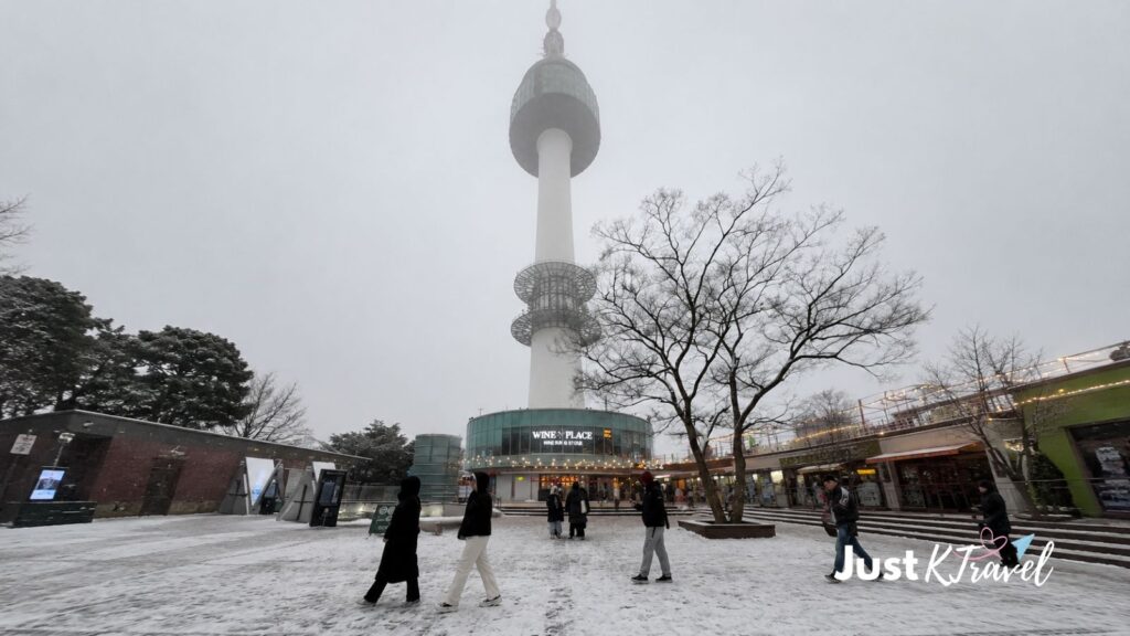 N Seoul Tower surrounded by snow in winter