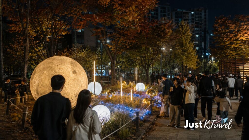 Nowon Moonlight Walk illuminated installations in Seoul at night