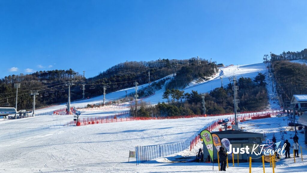 High1 Resort ski area in Jeongseon, South Korea, with mountain scenery for a winter ski getaway