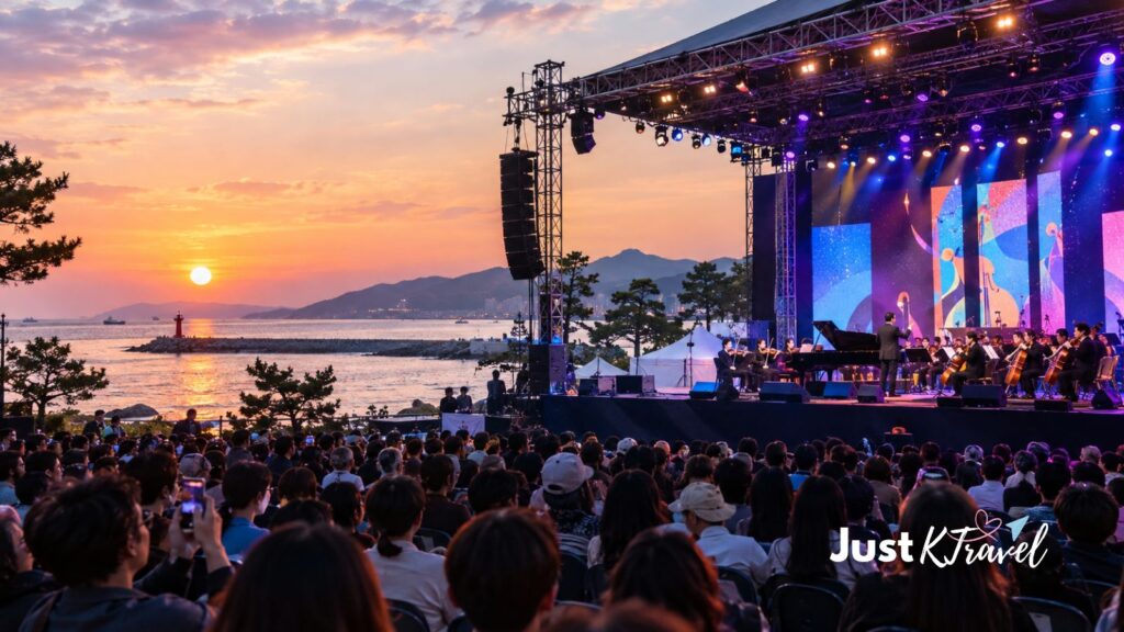 AI-generated illustration of a classical music performance at a festival in Pohang, South Korea